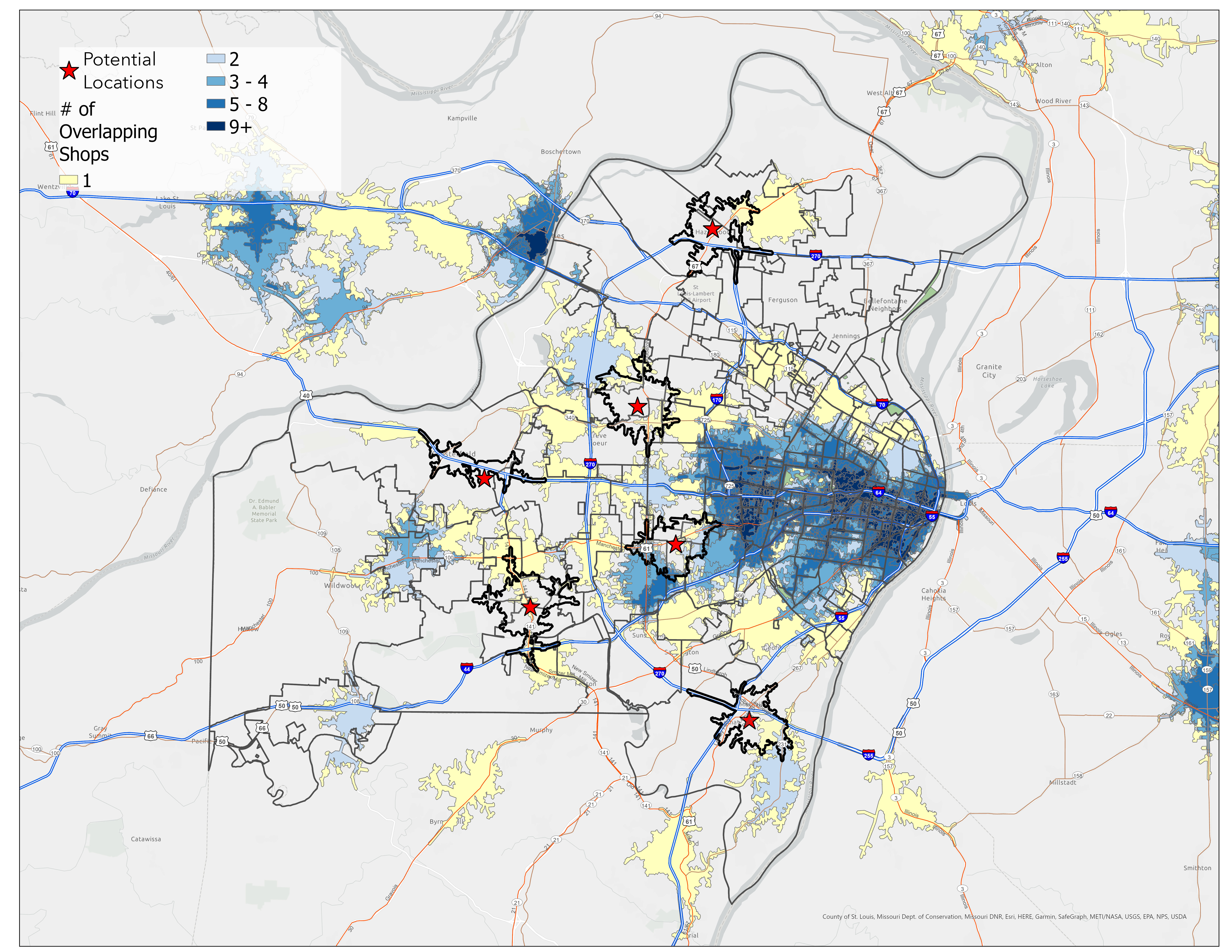 Potential sites against competitor coverage